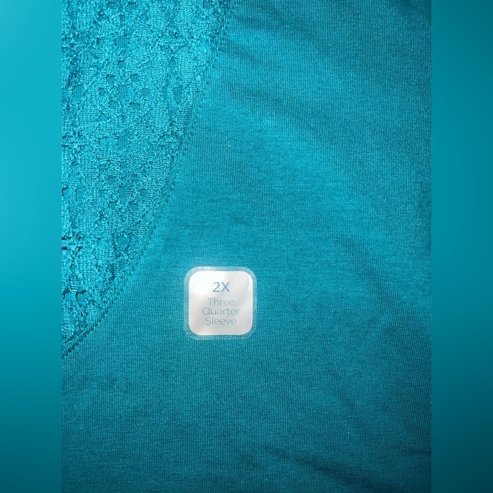 NWT Catherines Vibrant Teal 3/4 Sleeve Blouse size 2X - Picture 6 of 9
